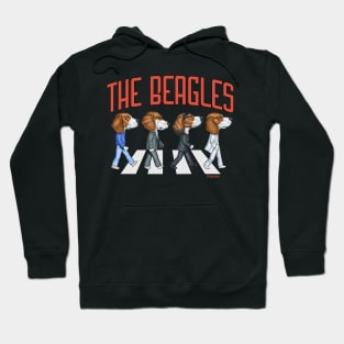 Retro classic street with Beagle Dogs crossing famous street on The Beagles Hoodie